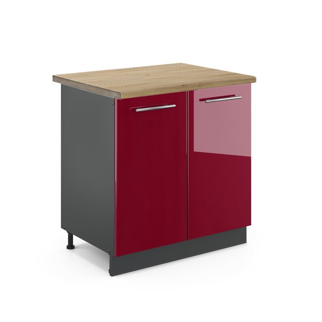 Vicco Spülenunterschrank Fame-Line, Bordeaux Hochglanz/Anthrazit, 80 cm, AP günstig online kaufen