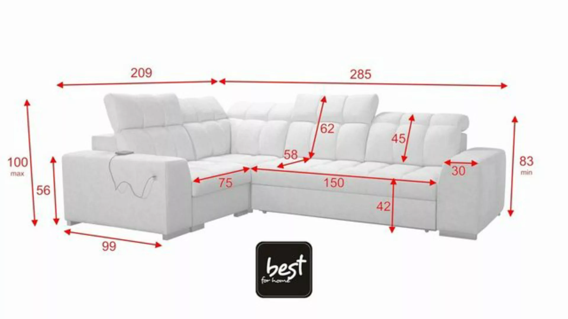 Best for Home Ecksofa KATTY II mit Schlaffunktion und Bettzeugbehältern, ha günstig online kaufen