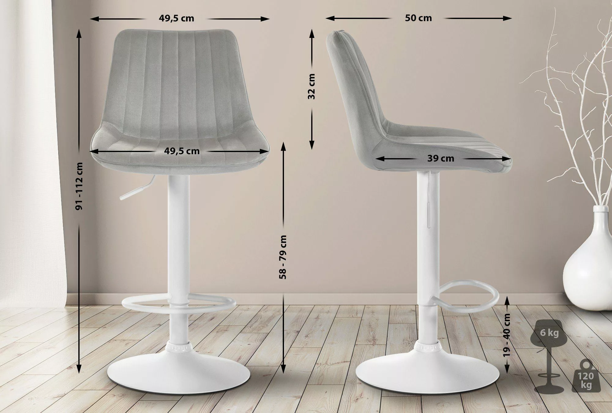 CLP Barhocker Toni Samt (2er Set, günstig online kaufen