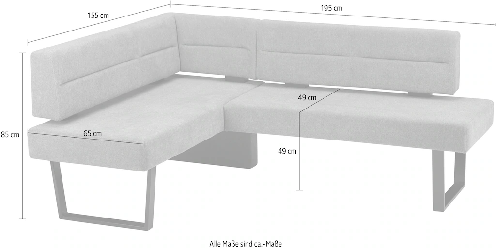 massivline&more Eckbank, modernes Design, Gestell aus massivem Metall günstig online kaufen