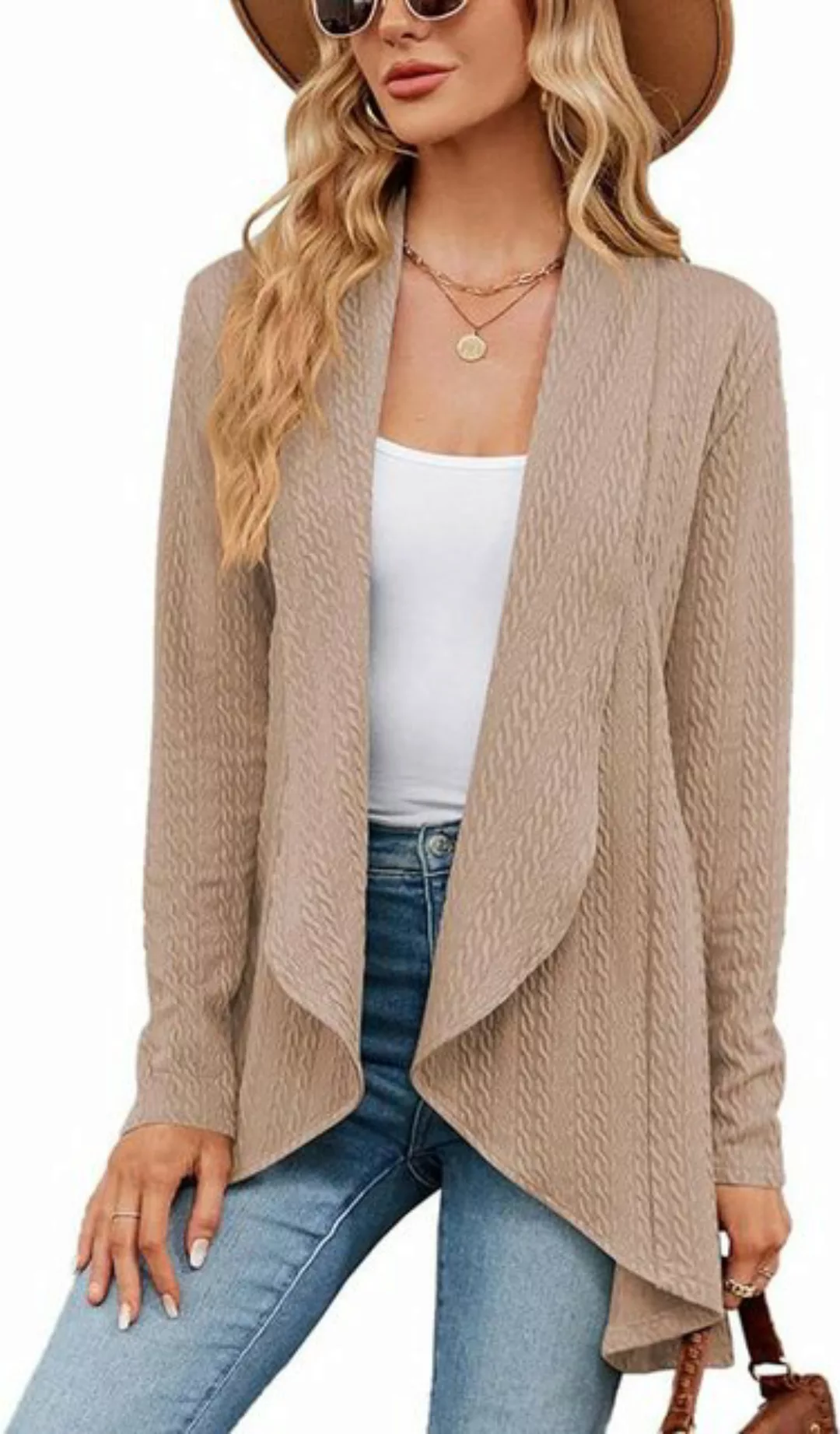 UNAUDY 2-in-1-Strickjacke Damen Langarm Cardigan Elegant Casual Top Strickj günstig online kaufen