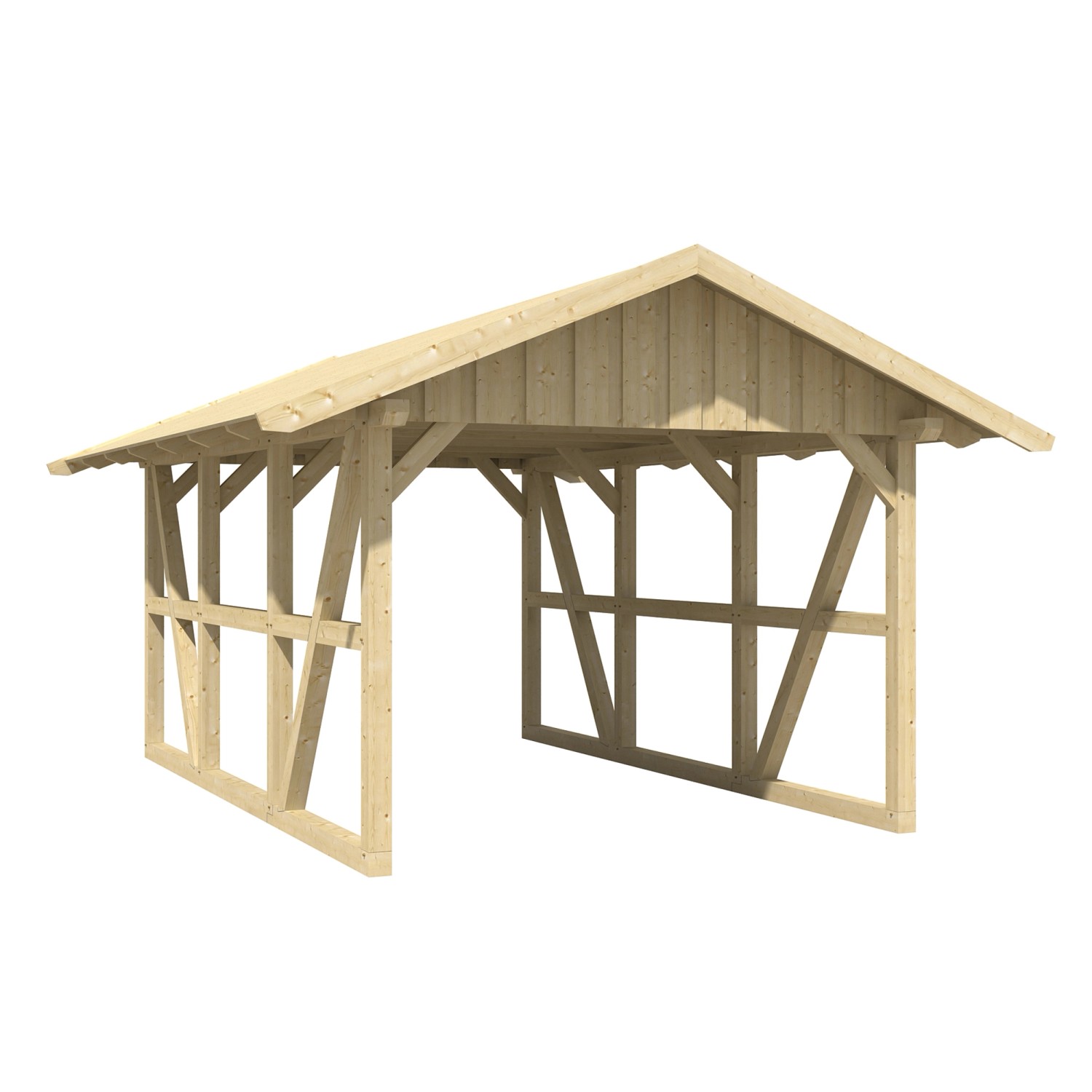 Skan Holz Carport Schwarzwald mit Dachschalung 424 x 600 cm Natur günstig online kaufen