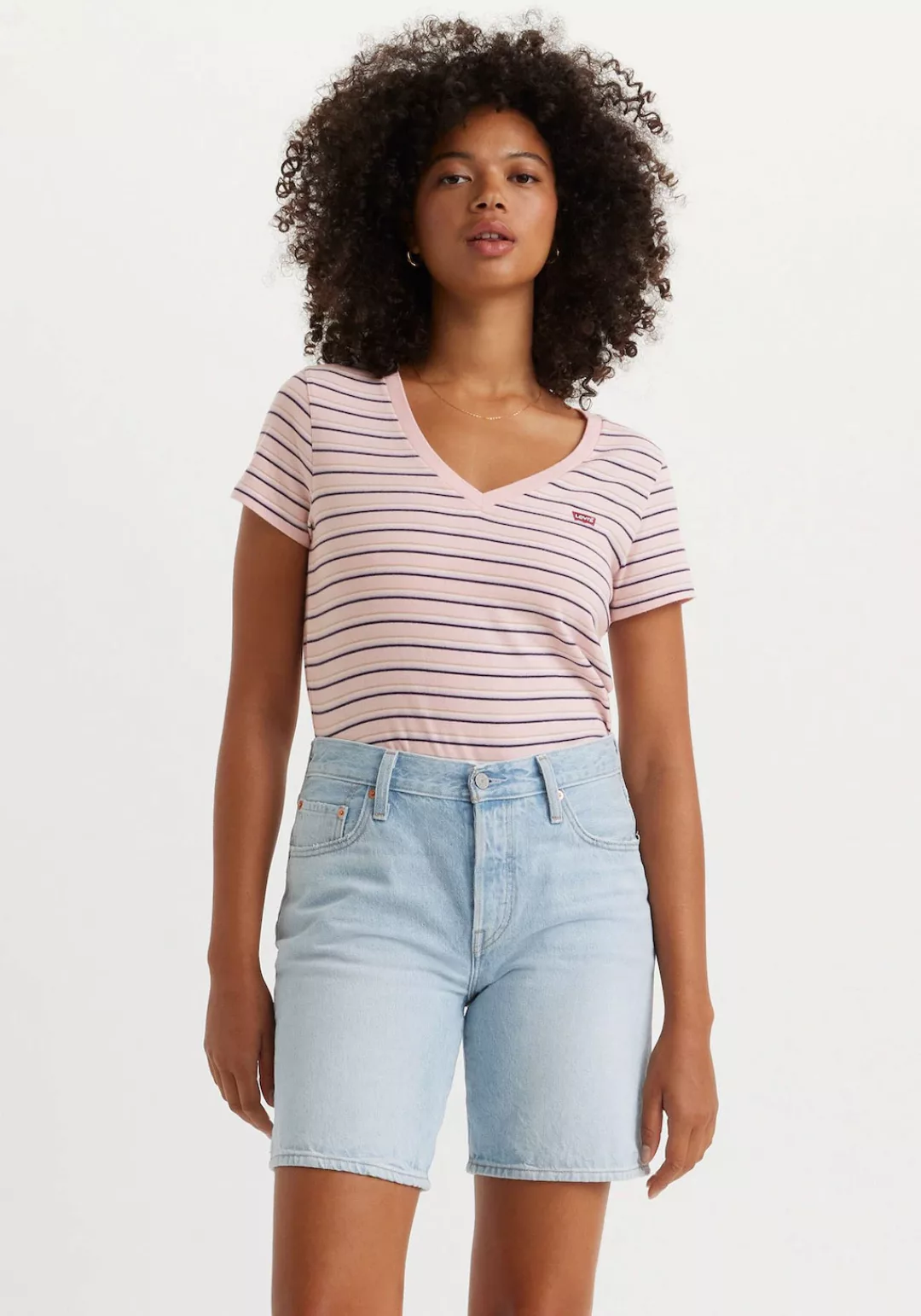 Levi's® V-Shirt PERFECT VNECK mit Mini-Batwing-Logostickerei günstig online kaufen