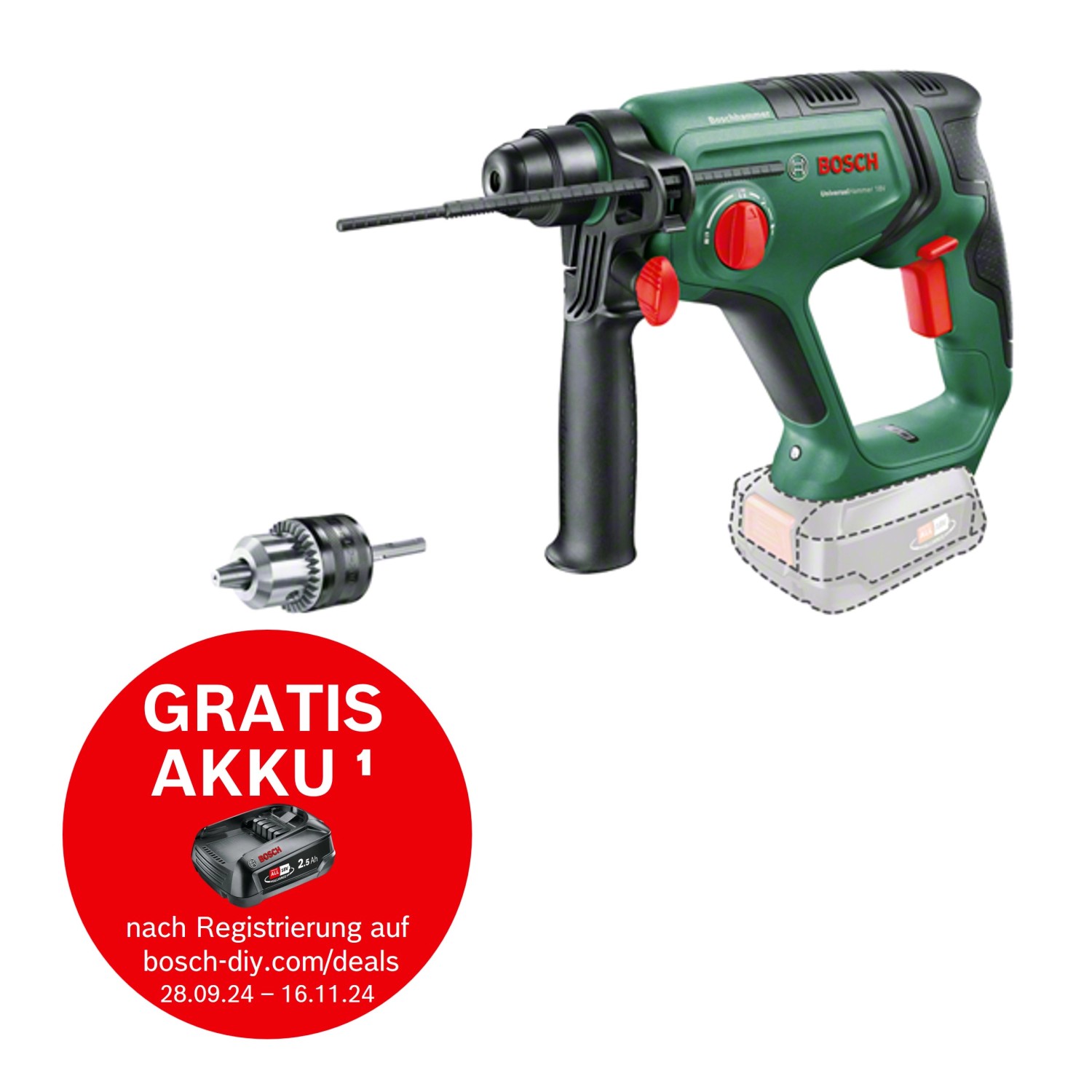 Bosch 18 V Akku-Bohrhammer Bosch Universal Hammer 18V Solo günstig online kaufen