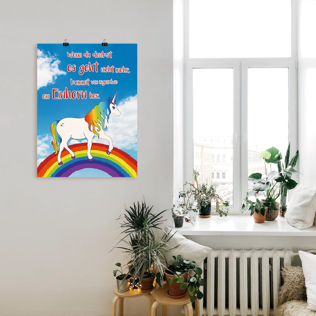 Artland Wandbild "Einhorn mit Regenbogen", Animal Fantasy, (1 St.), als Pos günstig online kaufen