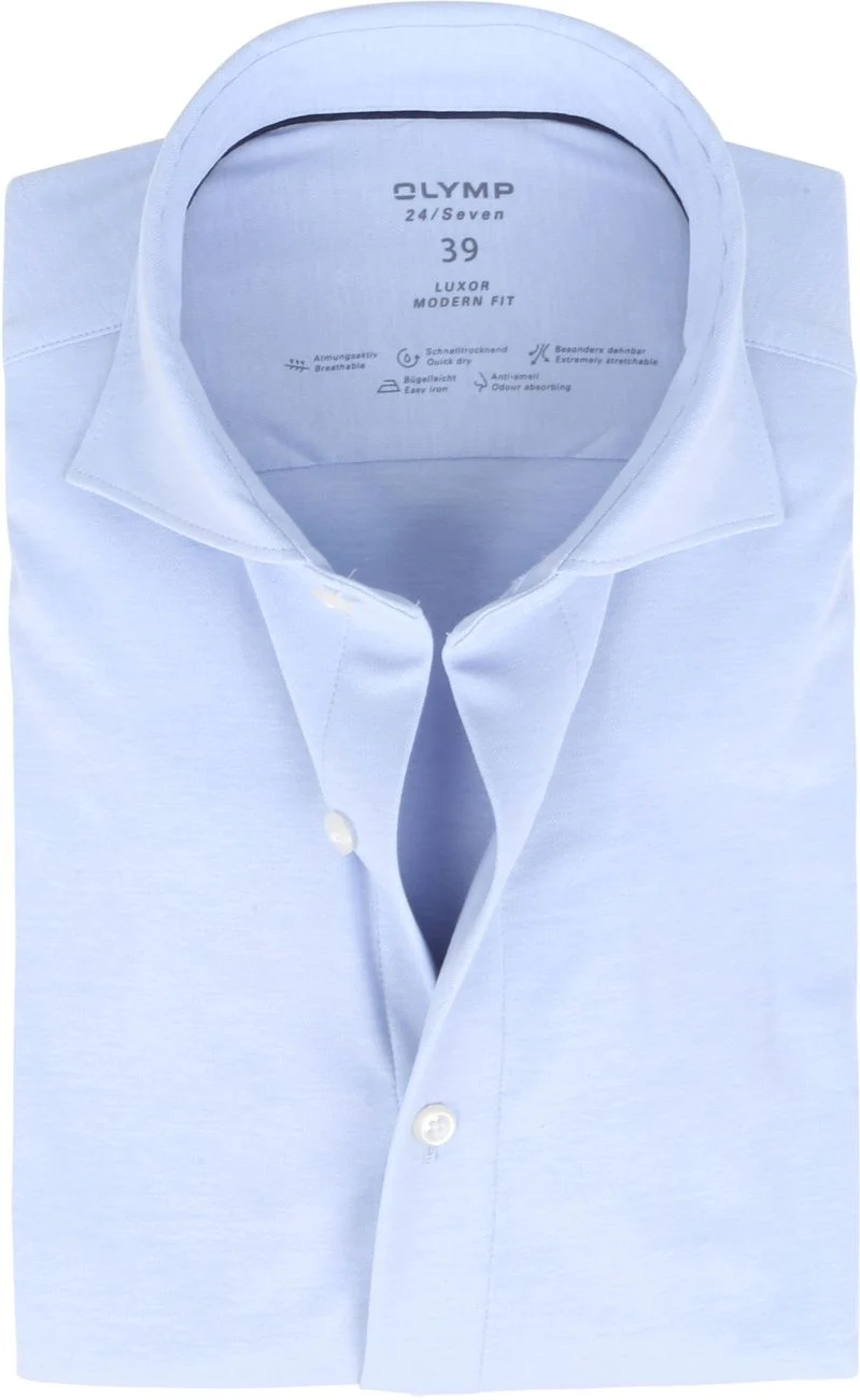 OLYMP Luxor Jersey Stretch Hemd 24/Seven Blau - Größe 39 günstig online kaufen