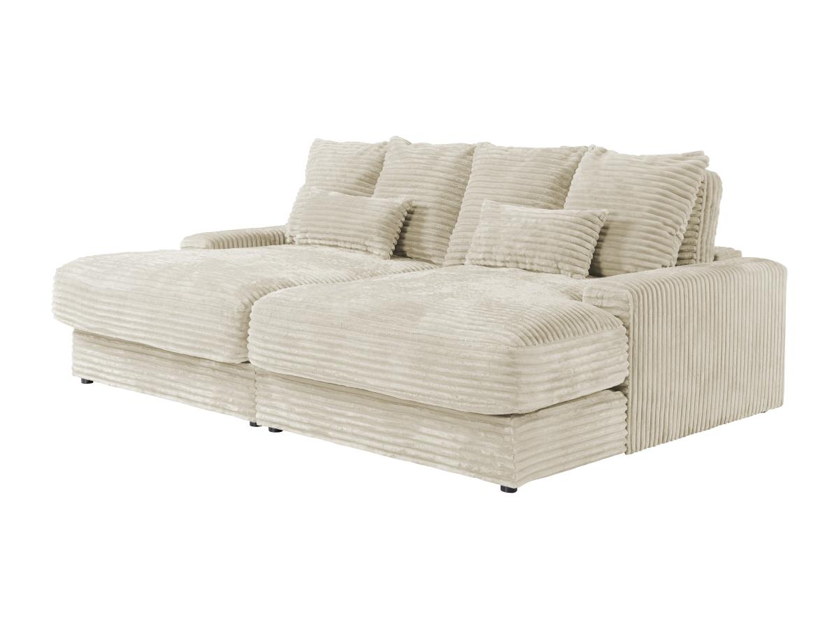 Sofa 3-Sitzer - tiefe Komfortsitzfläche - grob gerippter Cord - Beige - CAL günstig online kaufen