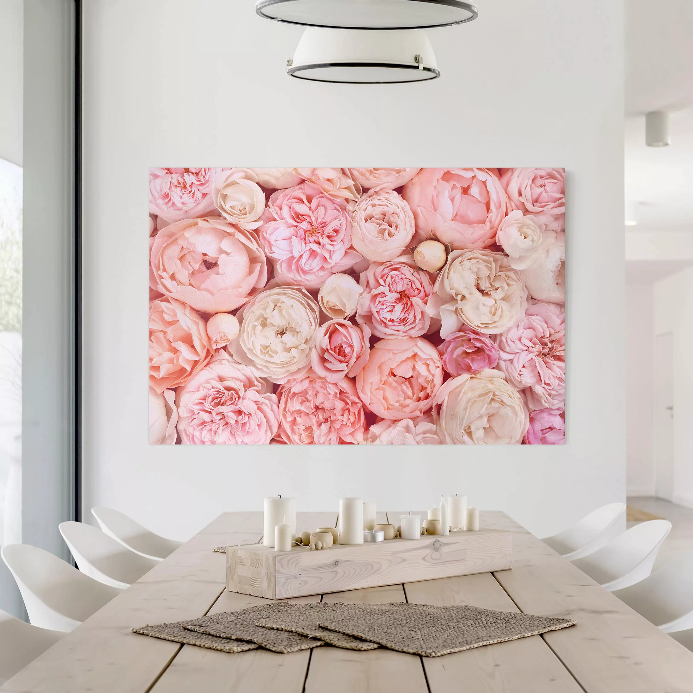 Leinwandbild - Querformat Rosen Rosé Koralle Shabby günstig online kaufen