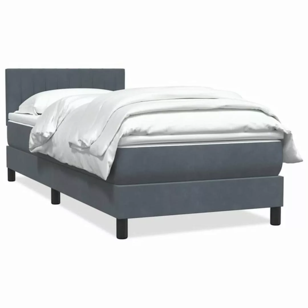 vidaXL Boxspringbett, Boxspringbett mit Matratze Dunkelgrau 90x220 cm Samt günstig online kaufen