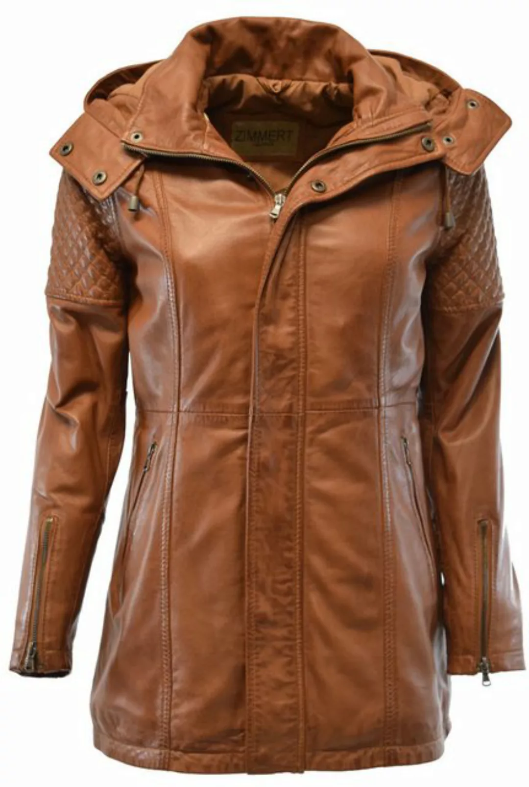 Zimmert Leather Lederjacke Marta washed, Mocca, Braun, Cognac, abnehmbare K günstig online kaufen