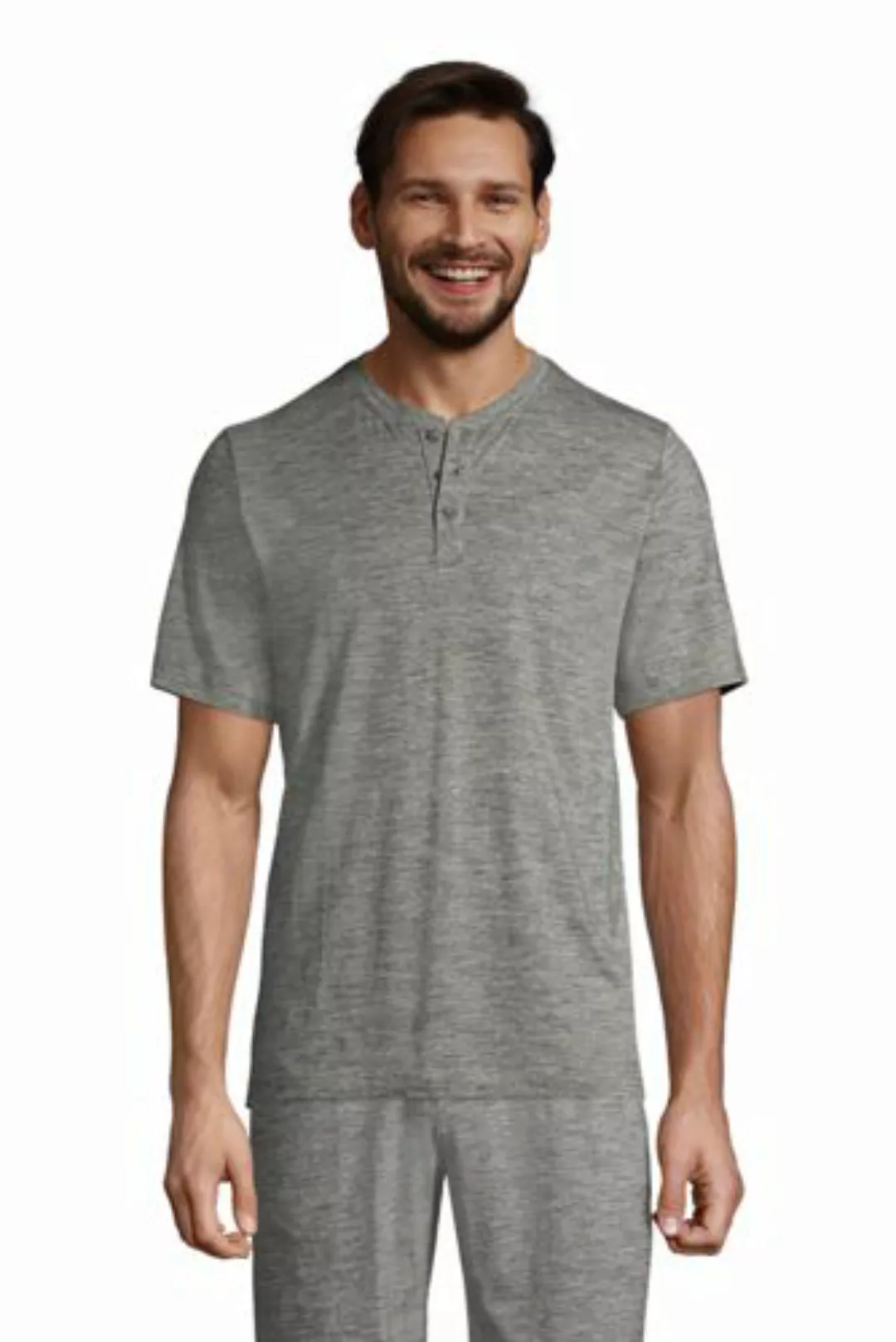 Kurzärmeliges Komfort-Henley-Shirt im Classic Fit, Herren, Größe: L Normal, günstig online kaufen
