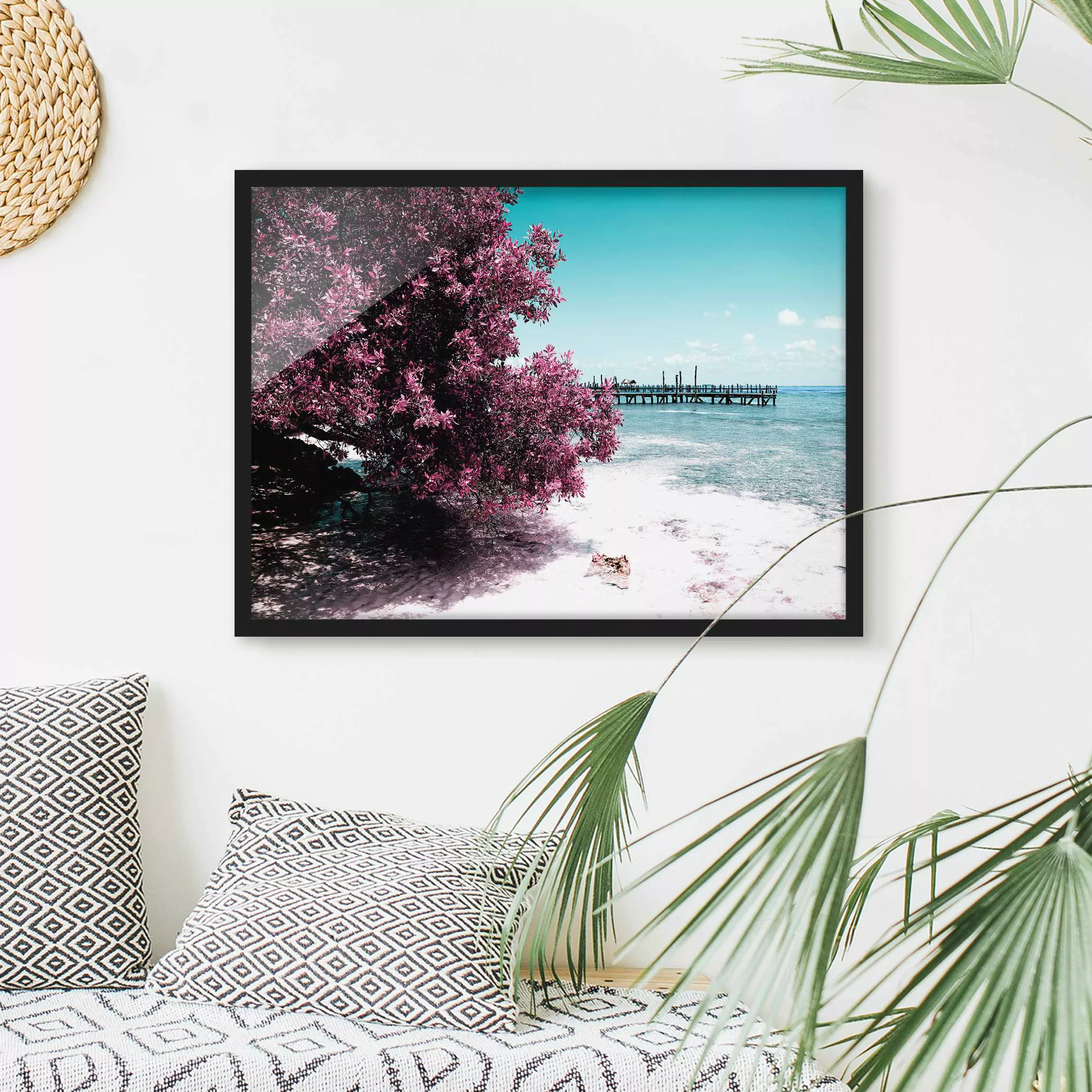 Bild mit Rahmen Natur & Landschaft - Querformat Paradies Strand Isla Mujere günstig online kaufen