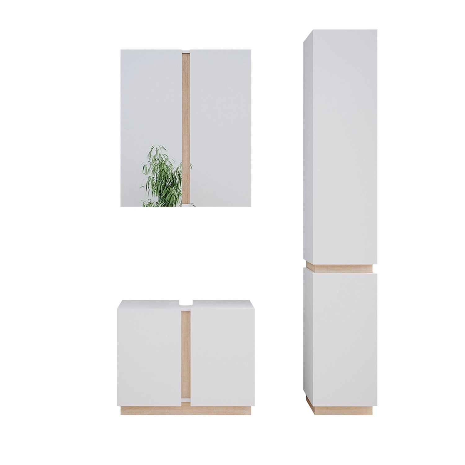 Vicco Badmöbel-Set Gloria, Weiß/Sonoma, 3 Teile, günstig online kaufen