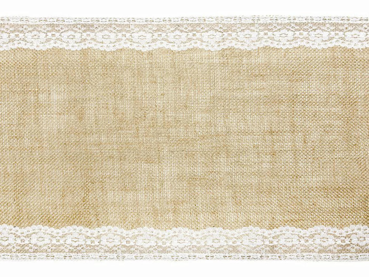 partydeco Tischläufer, Tischläufer Jute mit Spitze günstig online kaufen