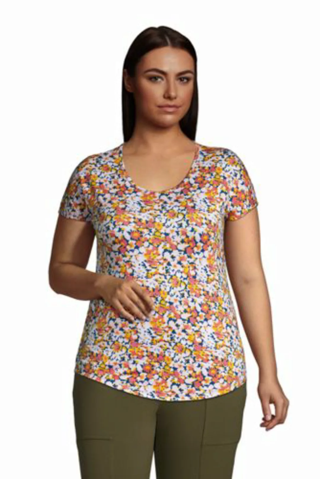 Gemustertes Shirt aus Bambusviskose in großen Größen, Damen, Größe: 48-50 P günstig online kaufen