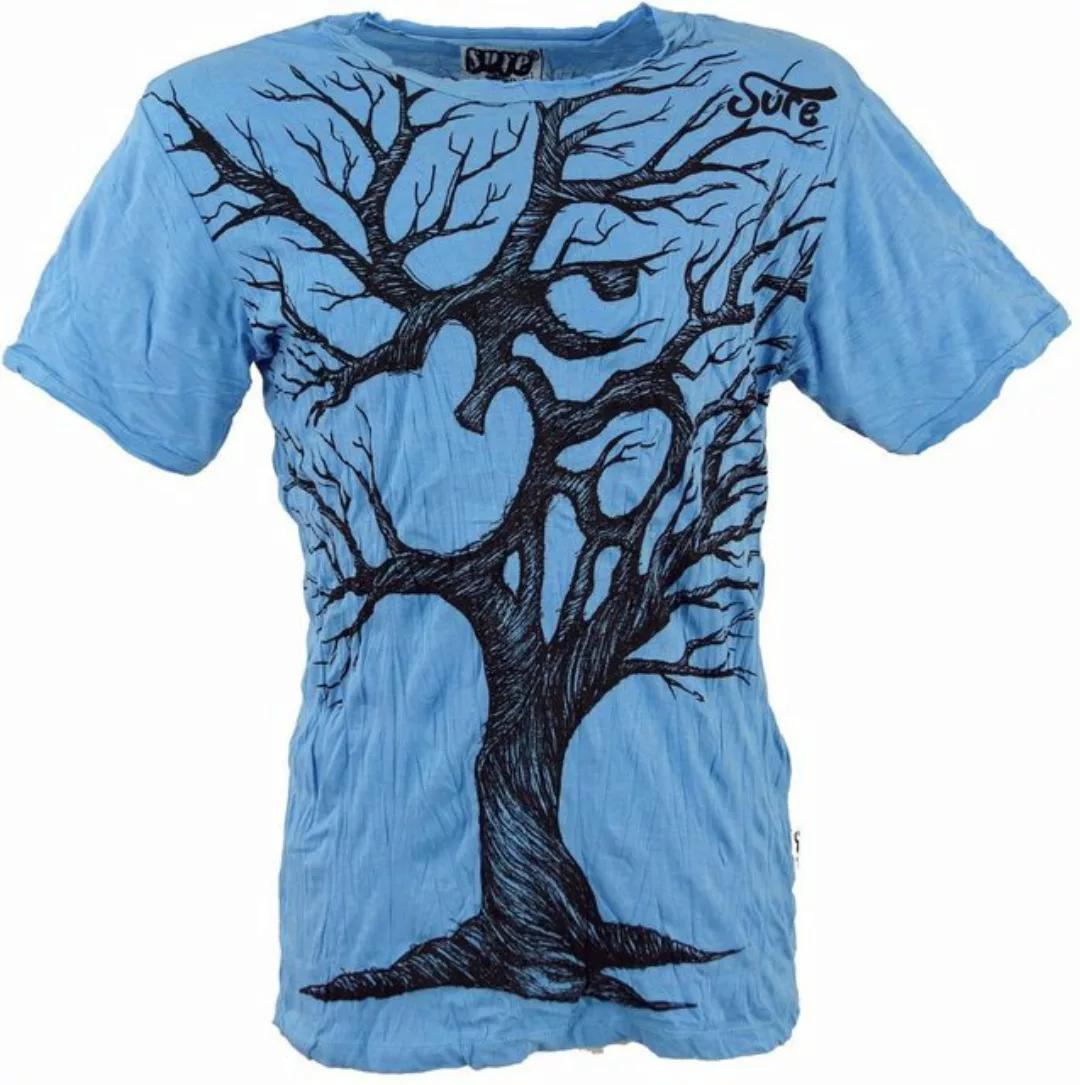 Guru-Shop T-Shirt Sure Herren T-Shirt OM Tree - hellblau Goa Style, Festiva günstig online kaufen