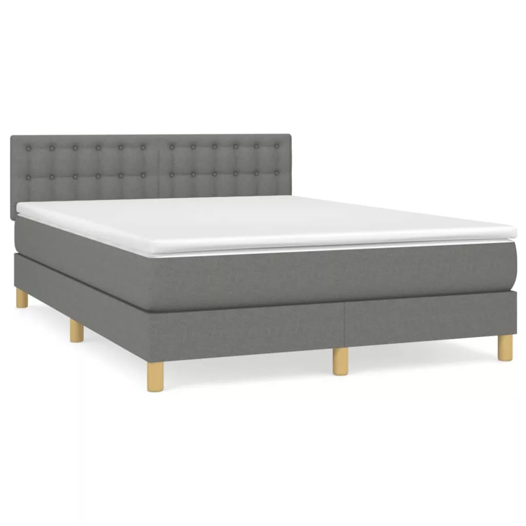 Vidaxl Boxspringbett Mit Matratze Dunkelgrau 140x200 Cm Stoff günstig online kaufen