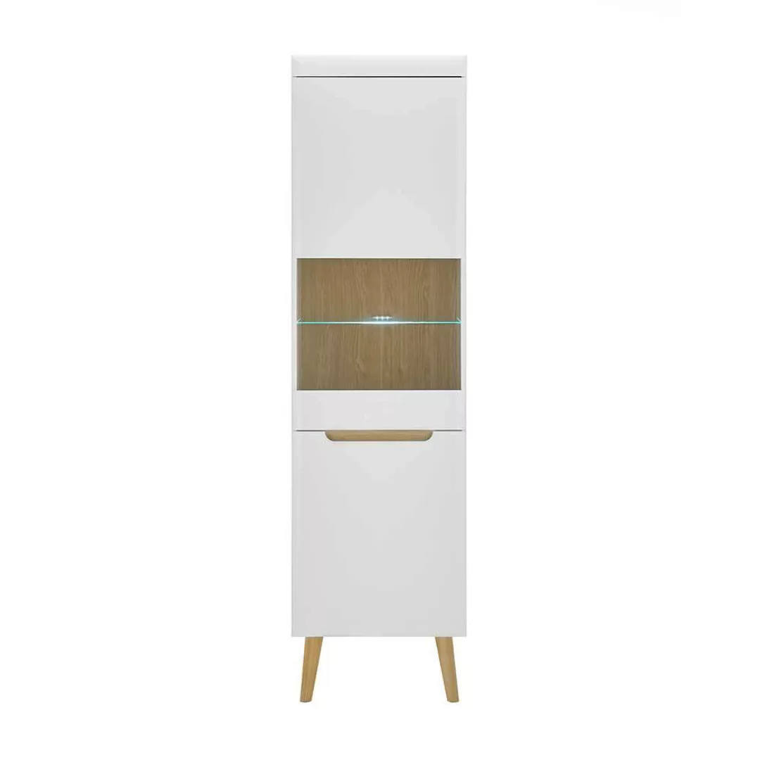 Wohnzimmer Schrank Vitrine im Skandi Design 197 cm hoch günstig online kaufen