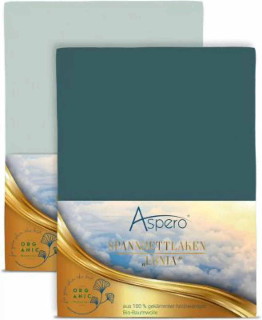 Aspero® 2 x Spannbettlaken aus Bio-Baumwolle Bettlaken blau/grün Gr. 160 x günstig online kaufen