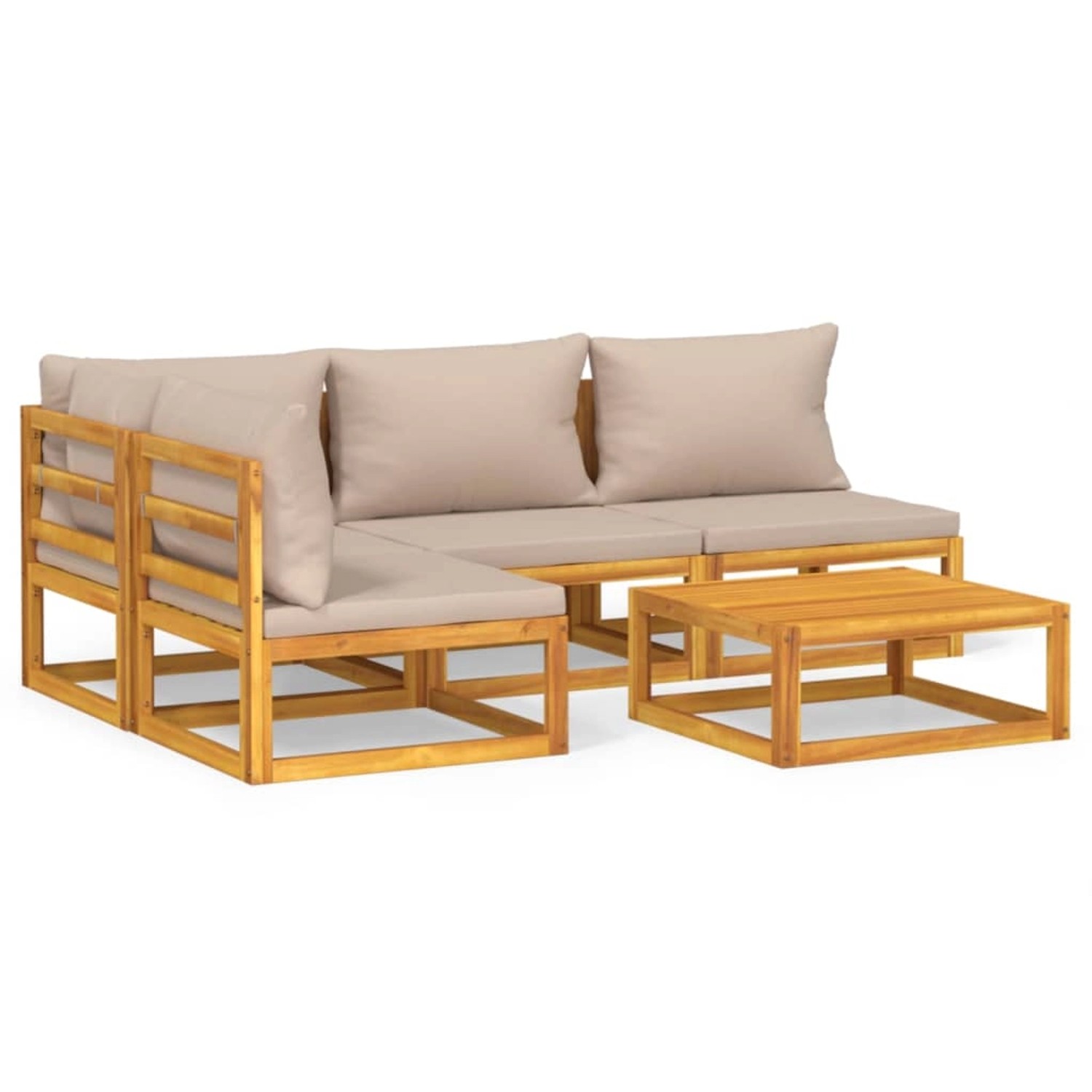 Vidaxl 5-tlg. Garten-lounge-set Mit Taupe Kissen Massivholz günstig online kaufen