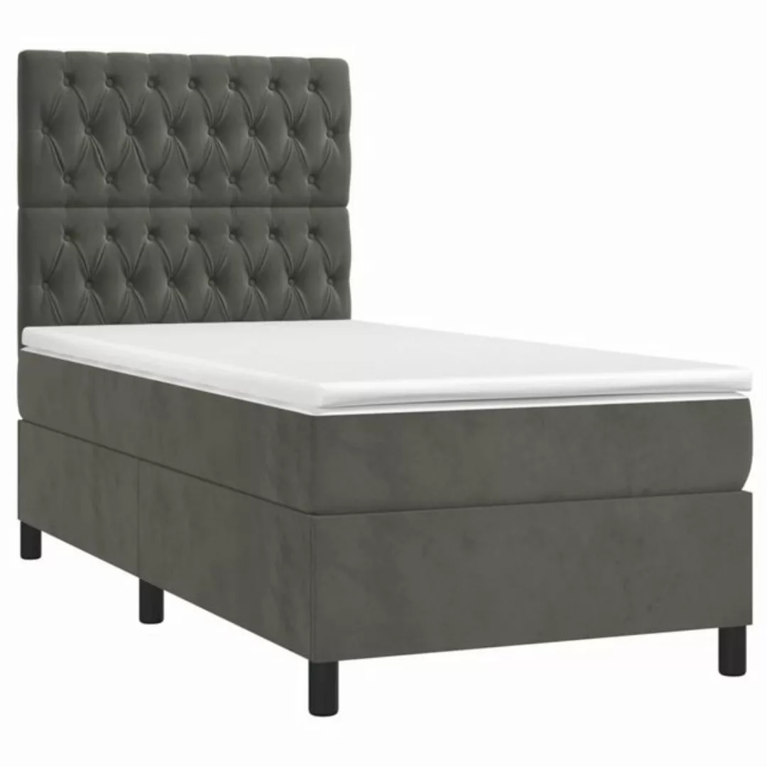 vidaXL Bett Boxspringbett mit Matratze Dunkelgrau 80x200 cm Samt günstig online kaufen