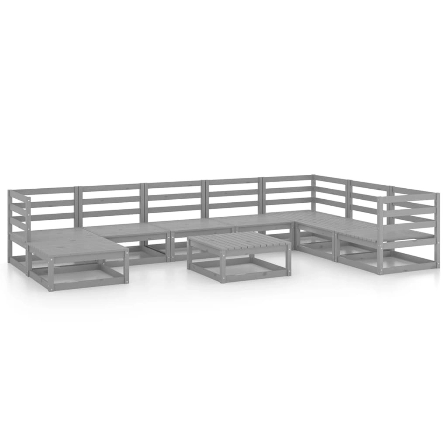 vidaXL 9-tlg Garten-Lounge-Set Grau Kiefer Massivholz Modell 13 günstig online kaufen