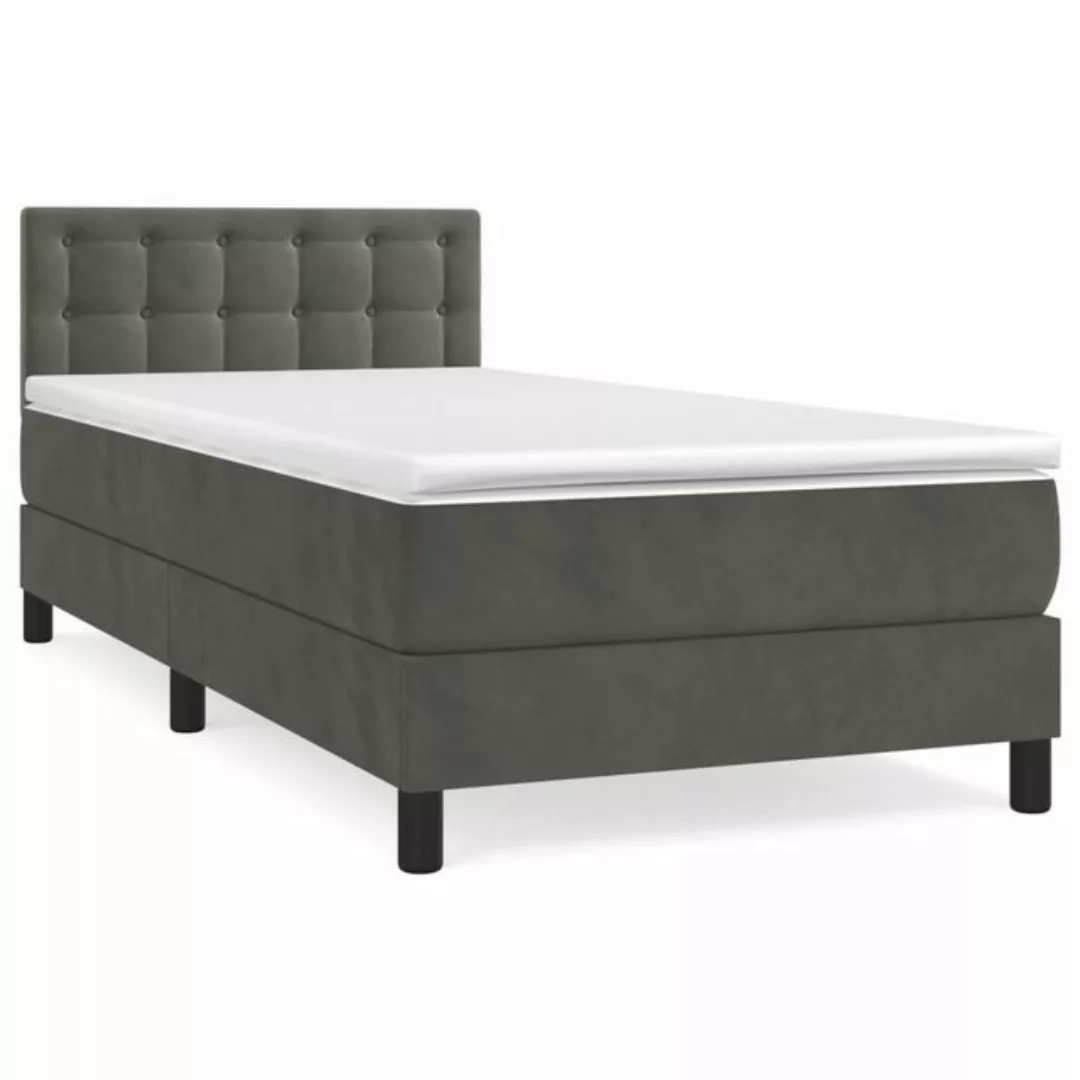 furnicato Bett Boxspringbett mit Matratze Dunkelgrau 80x200 cm Samt günstig online kaufen