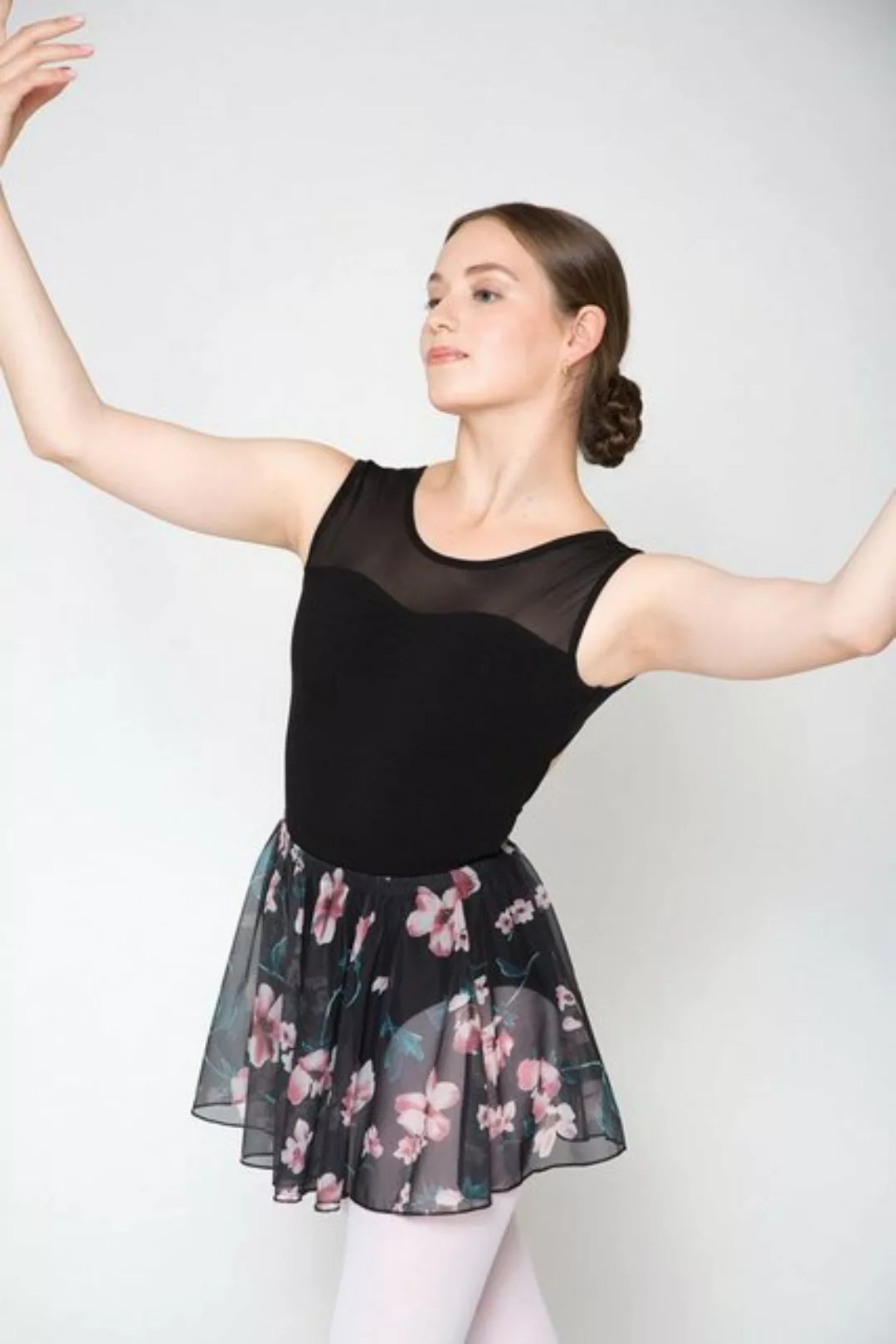 tanzmuster Schlupfrock Damen Ballettrock Ylvie aus geblümtem Netzstoff elas günstig online kaufen