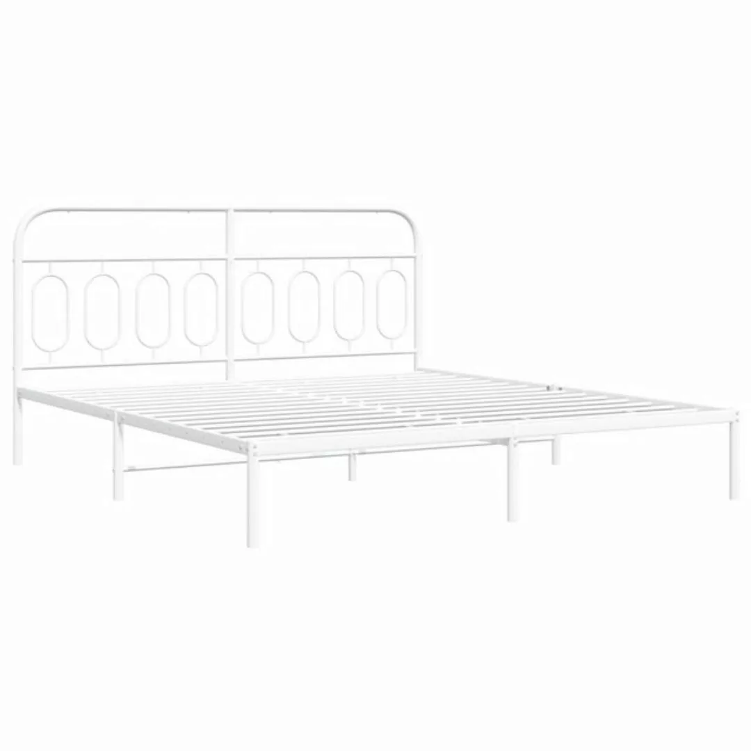 vidaXL Bett Bettgestell mit Kopfteil Metall Weiß 160x200 cm günstig online kaufen