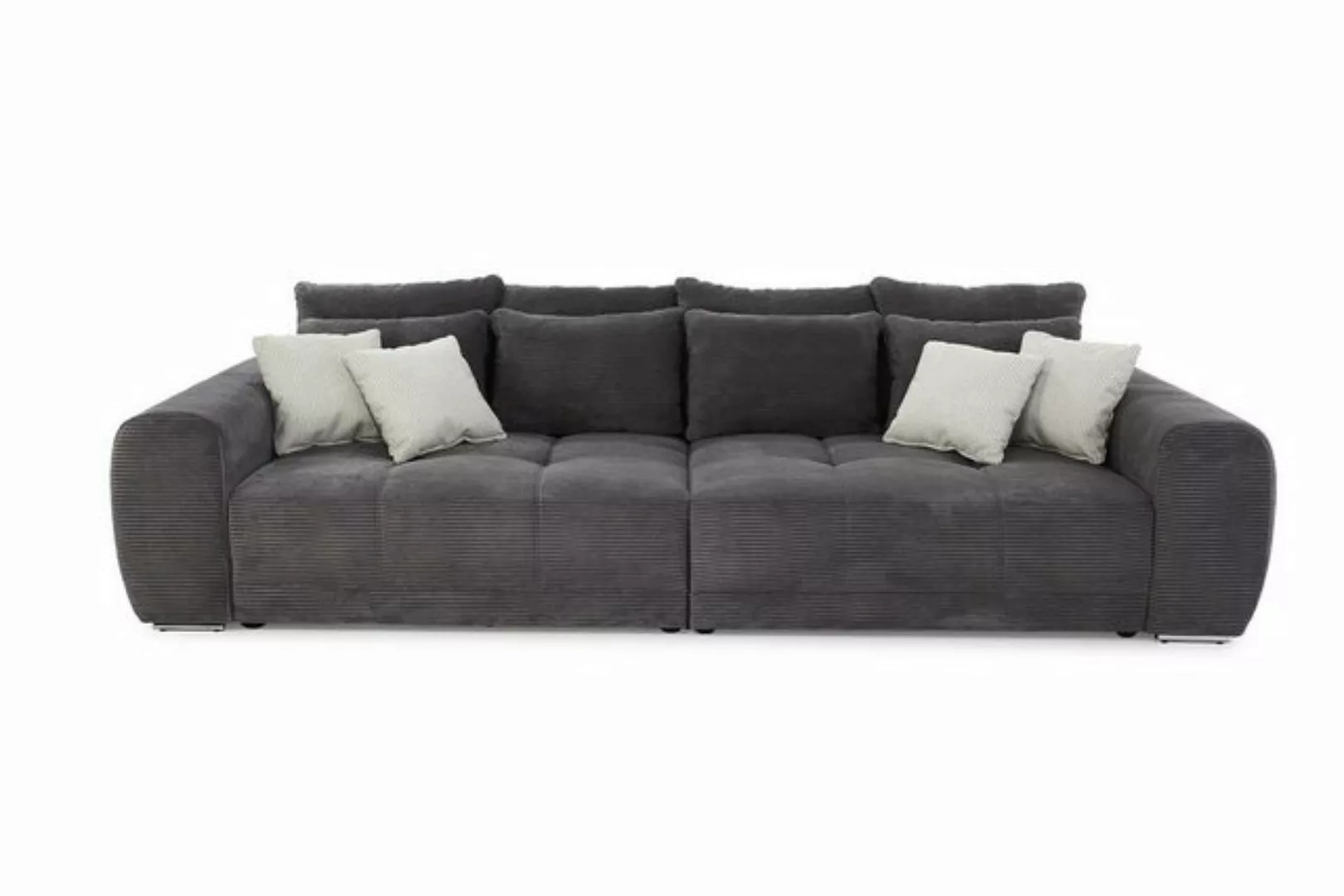 Jockenhöfer Gruppe Big-Sofa MOLDAU, Grau, Cordbezug, mit 12 Kissen, B 306 x günstig online kaufen