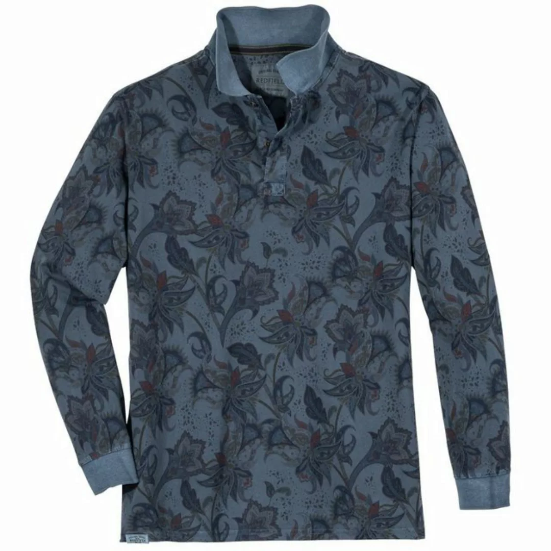 redfield Langarm-Poloshirt Große Größen Langarm-Poloshirt blau Paisley-Prin günstig online kaufen