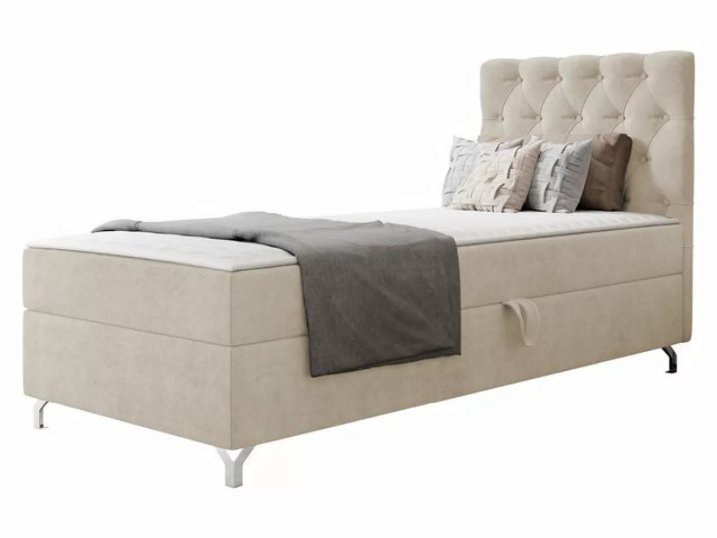 MIRJAN24 Boxspringbett Chester 1 (mit Bettkasten), 80/90 cm, Verchromte Met günstig online kaufen