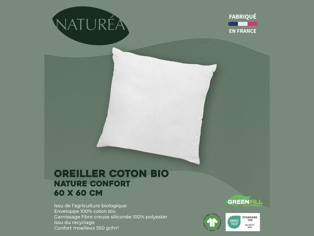 Kopfkissen 2er-Set aus Bio-Baumwolle von NATUREA - 60 x 60 cm - 550 g/m² - günstig online kaufen