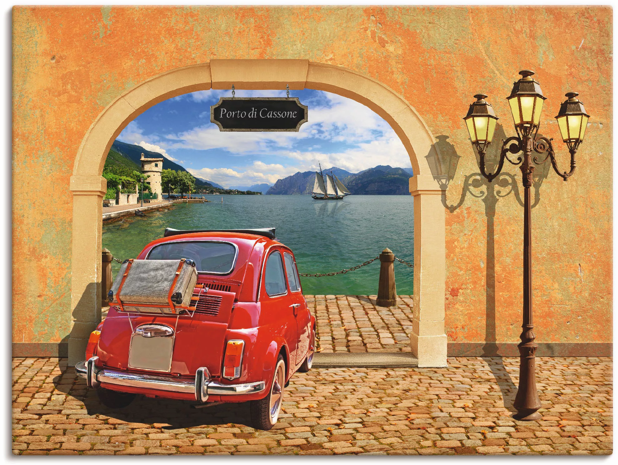 Artland Wandbild "Kleiner italienischer Hafen", Auto, (1 St.) günstig online kaufen
