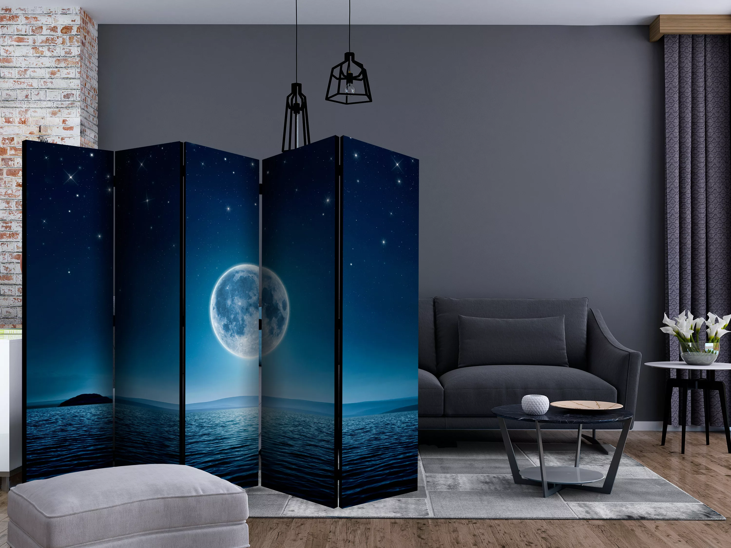 5-teiliges Paravent - Moonlit Night Ii [room Dividers] günstig online kaufen