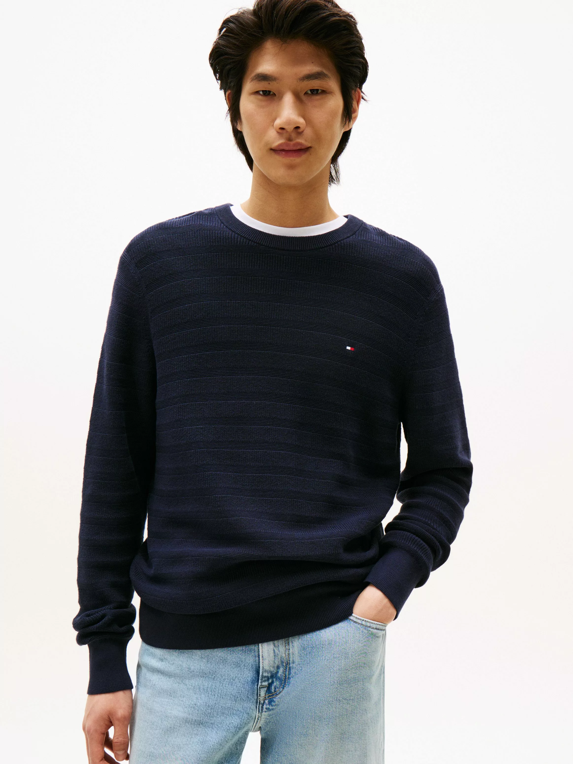 Tommy Hilfiger Rundhalspullover STRIPE STRUCTURE regular günstig online kaufen