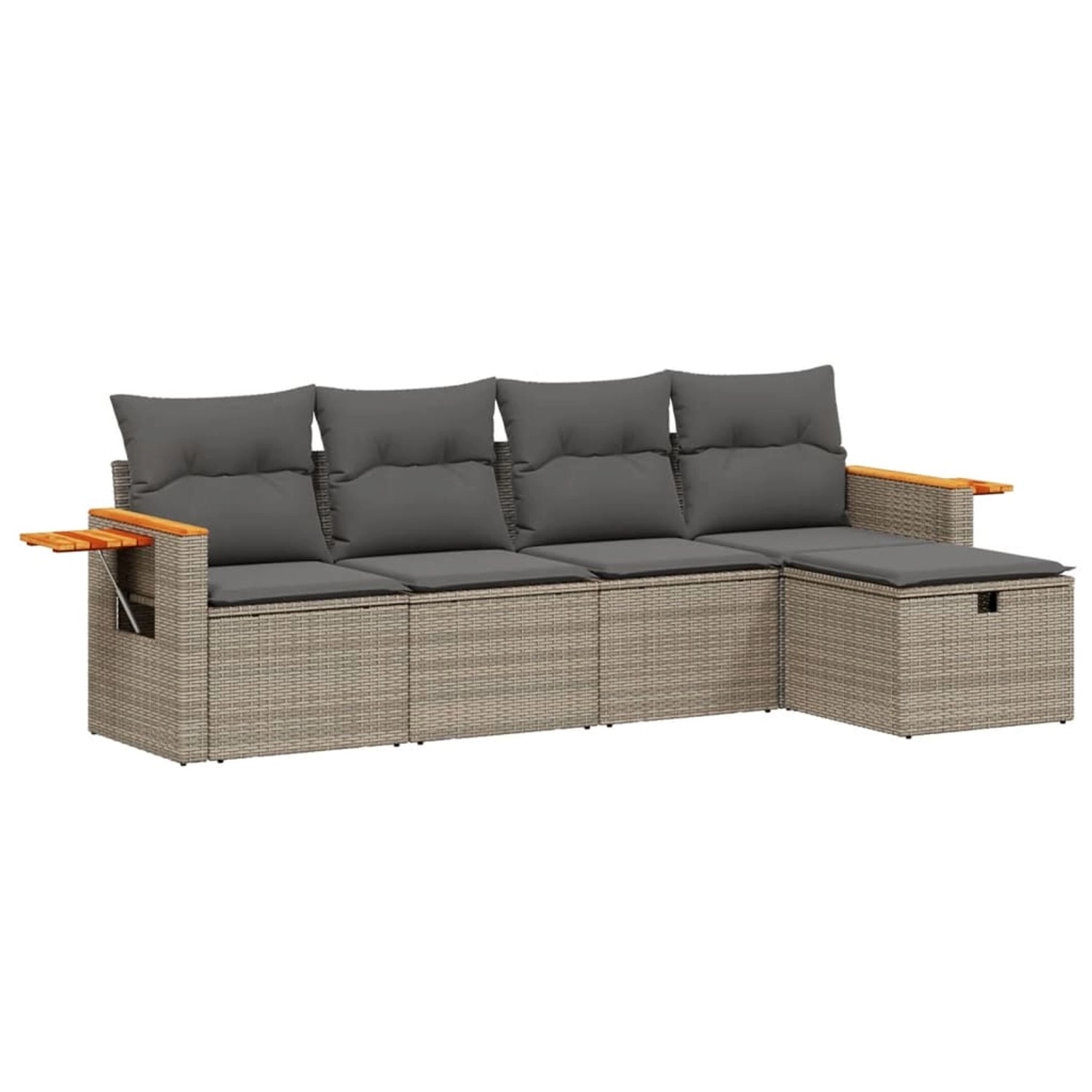 vidaXL 5-Tlg Garten-Sofagarnitur mit Kissen Grau Poly Rattan 3265505 günstig online kaufen