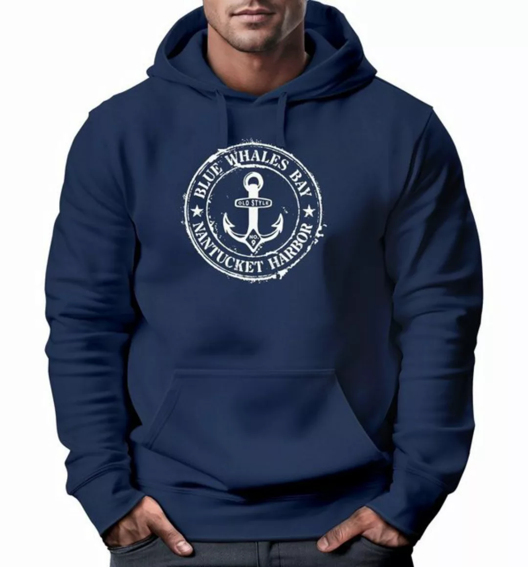 Neverless Hoodie Hoodie Herren maritimes Anker Motiv Anchor Print Vintage S günstig online kaufen