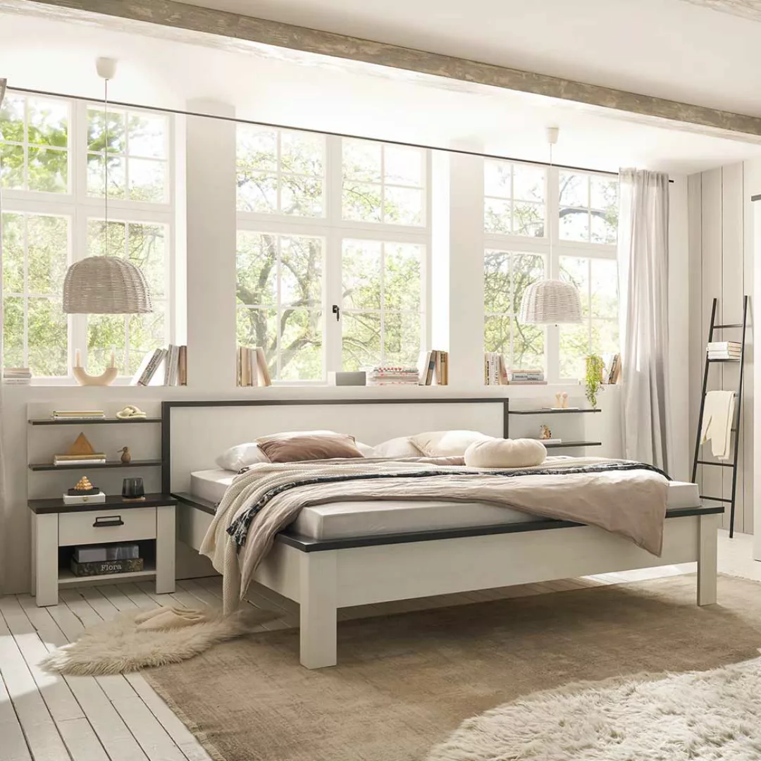 Doppel Bett 180 cm im Landhausstil Nachtkonsolen (dreiteilig) günstig online kaufen
