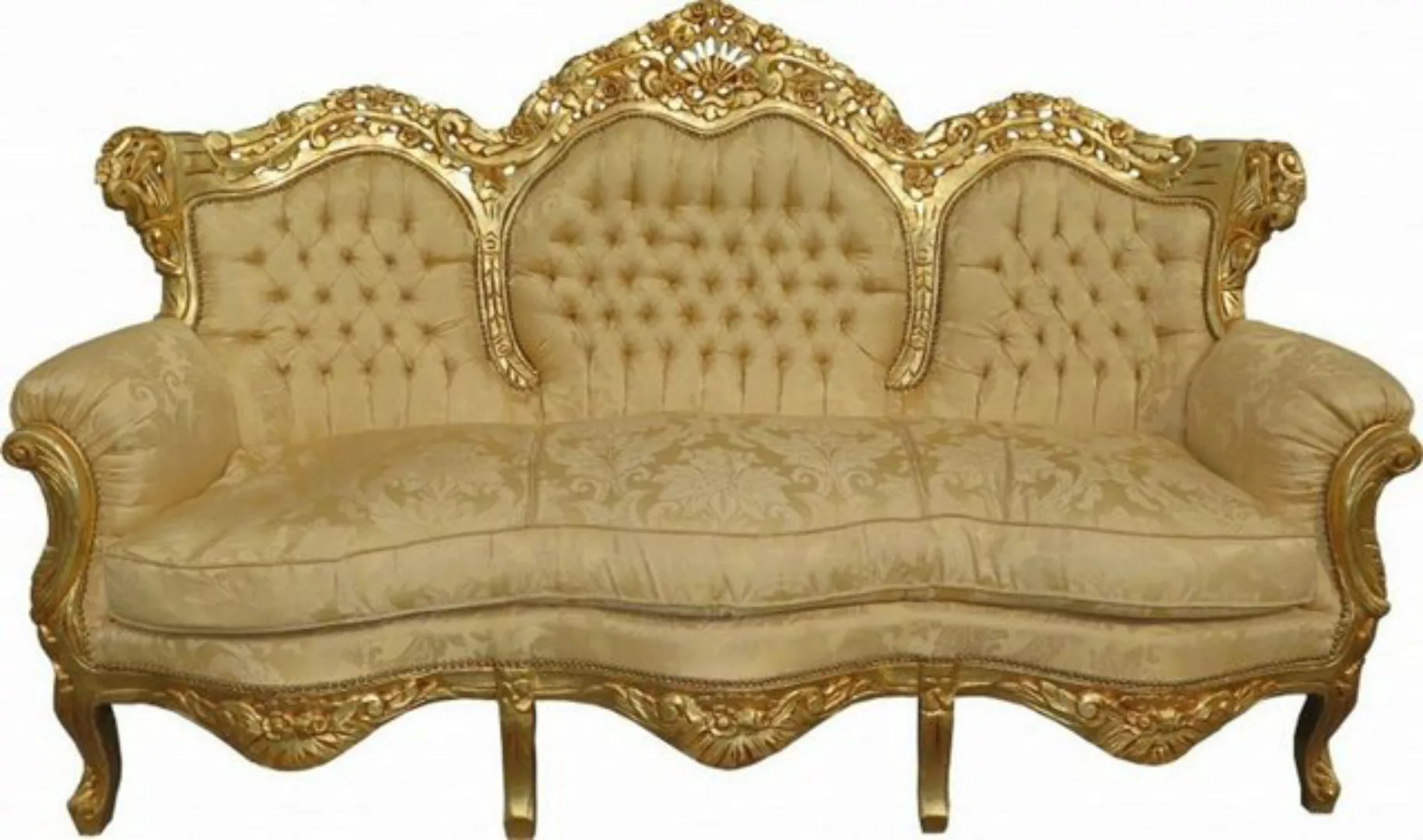 Casa Padrino Sofa Barock Sofa King Creme Barock Muster / Gold Mod2 - Möbel günstig online kaufen
