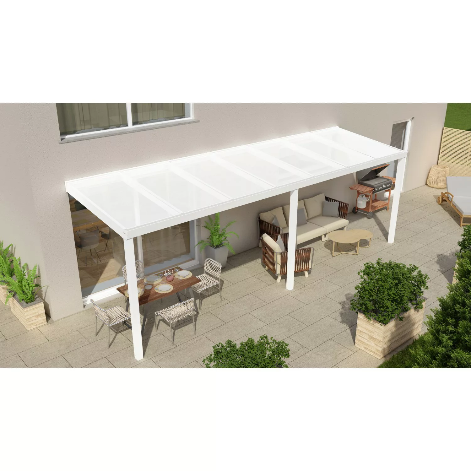 Terrassenüberdachung Professional 700 cm x 250 cm Weiß PC Opal günstig online kaufen