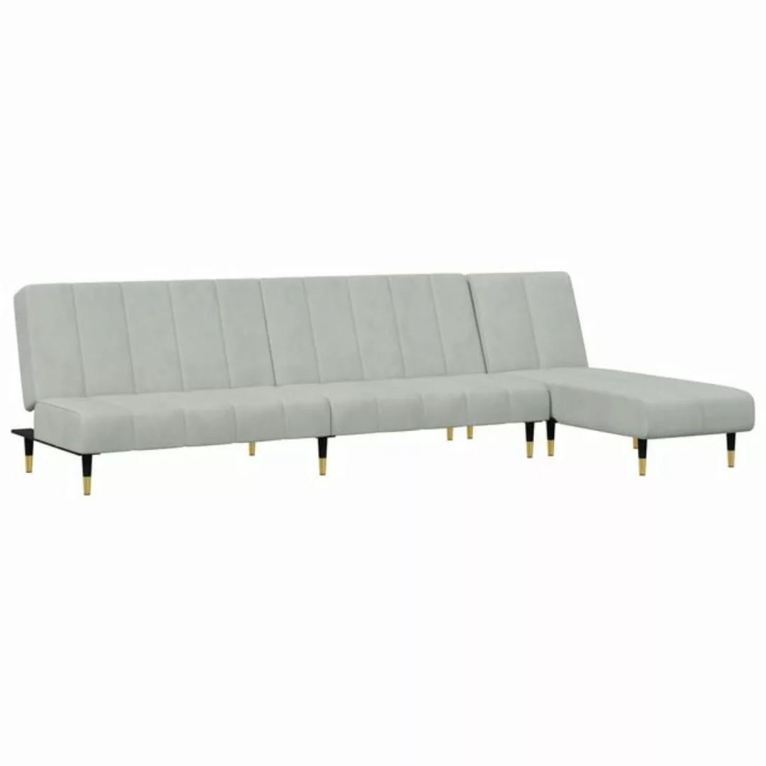 vidaXL Sofa, 2-tlg. Sofagarnitur Hellgrau Samt günstig online kaufen