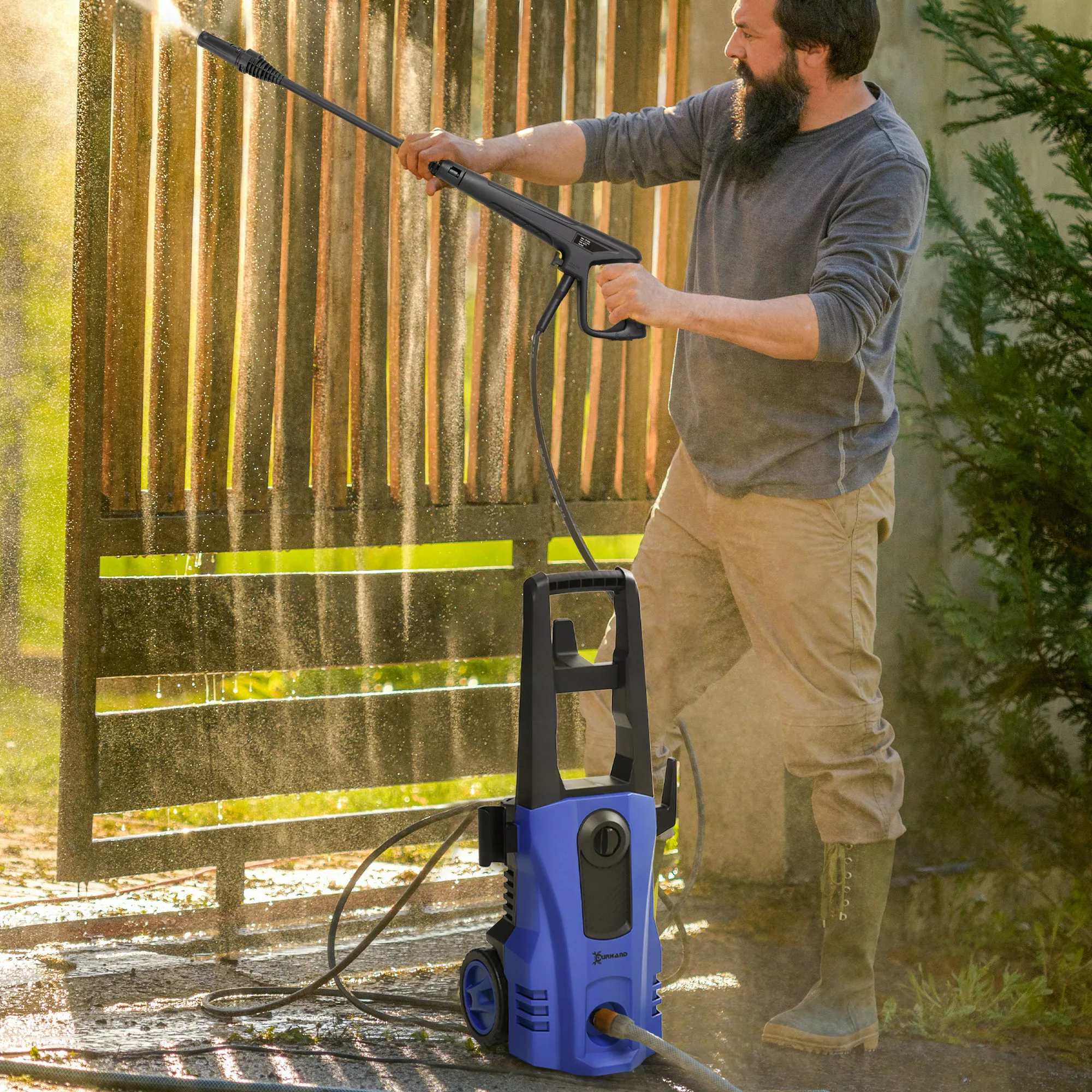 DURHAND 5-tlg. Hochdruckreiniger mit Rollen, 6 m Hochdruckschlauch, 1800 W, günstig online kaufen