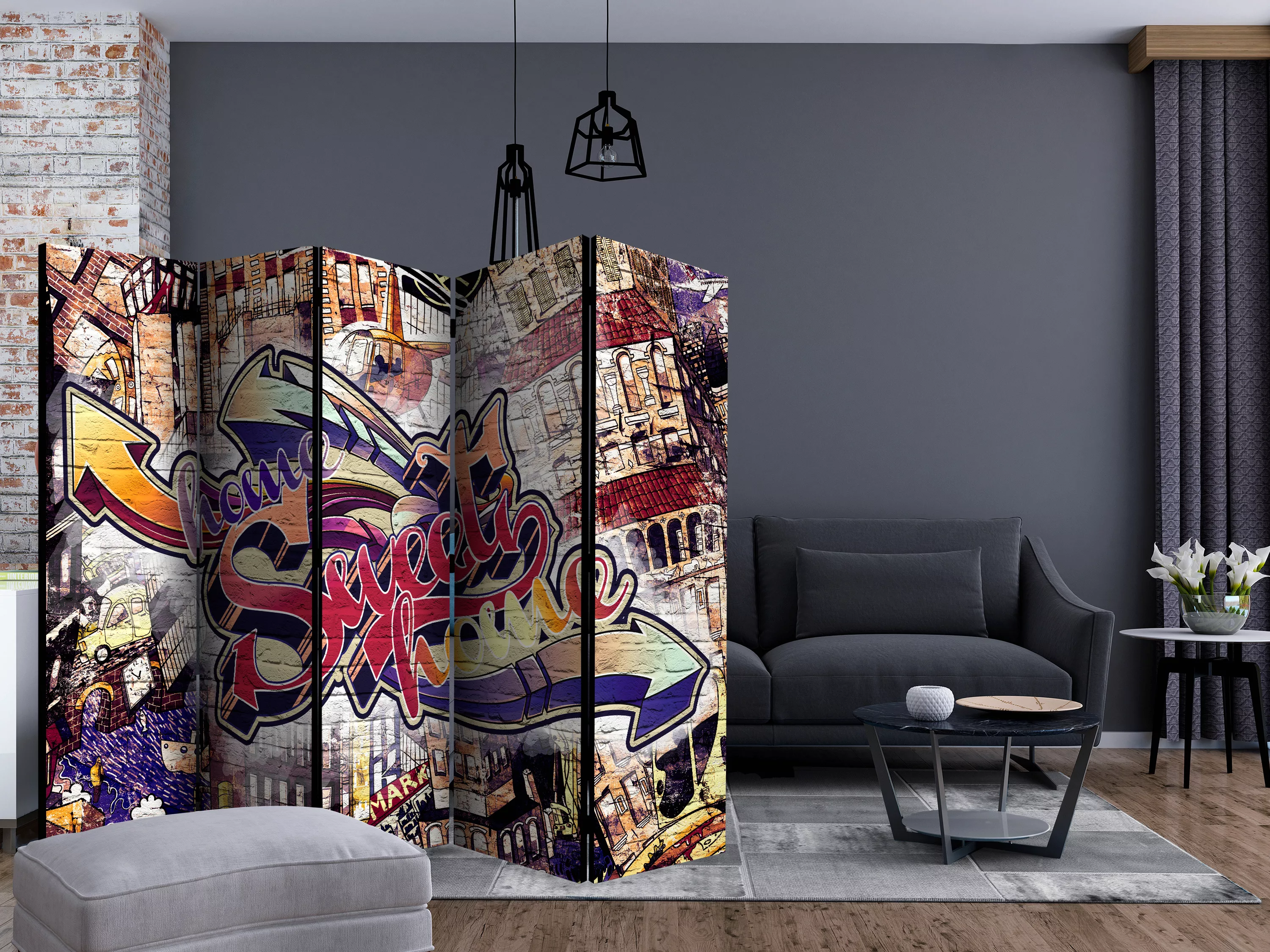 5-teiliges Paravent - Cool Graffiti Ii [room Dividers] günstig online kaufen