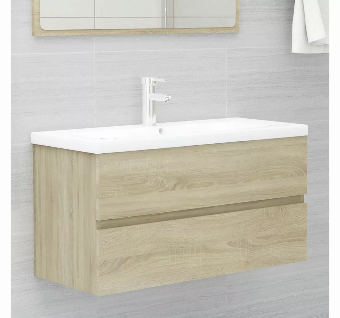 vidaXL Badezimmerspiegelschrank Waschbeckenunterschrank Einbaubecken Sonoma günstig online kaufen