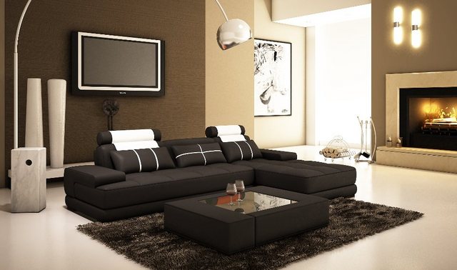 JVmoebel Ecksofa Designer Polster Ledersofa Couch L-Form Modern Sofa Sofas, günstig online kaufen