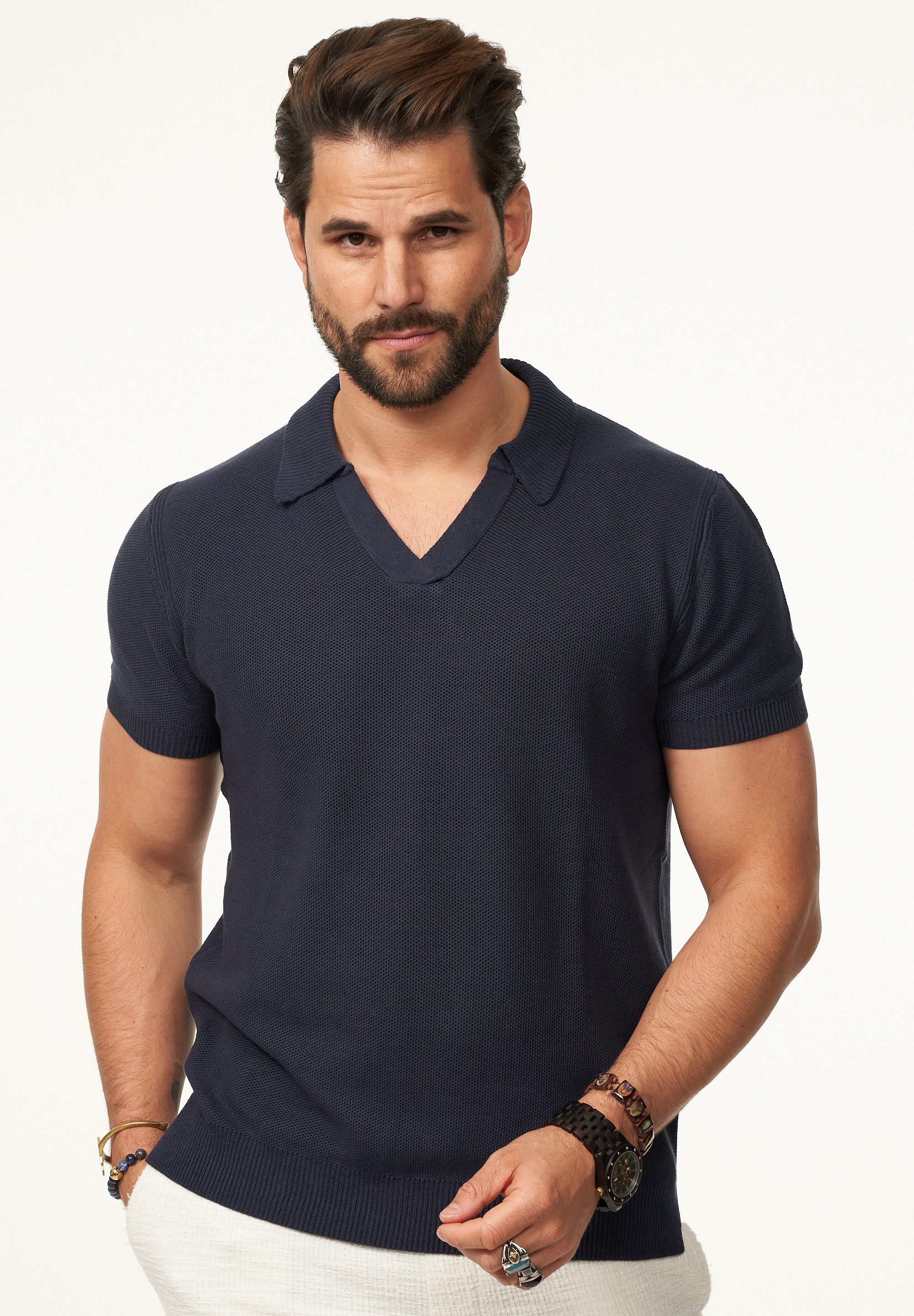 SOULSTAR Poloshirt mit offenem Kragen Herren günstig online kaufen