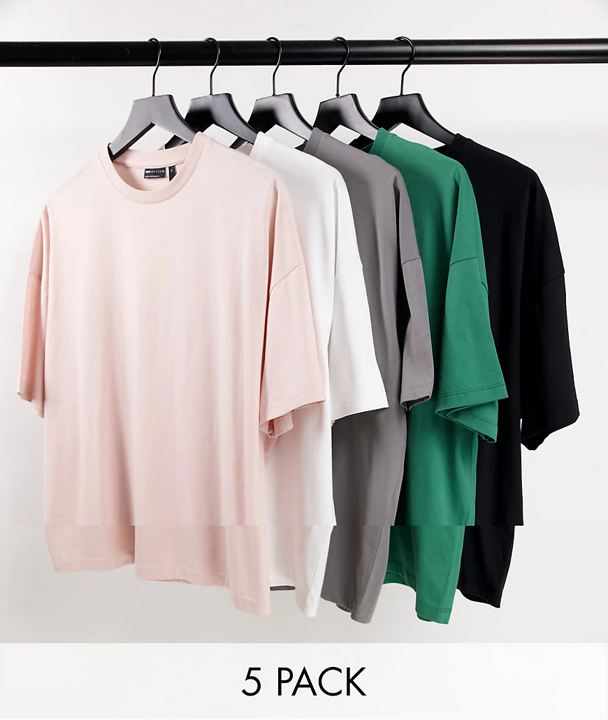 ASOS DESIGN – Oversize-T-Shirts aus Bio-Baumwollmix in mehreren Farben im 5 günstig online kaufen