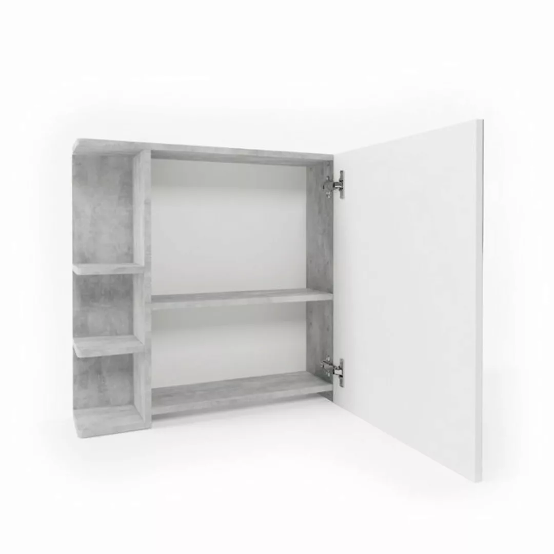 Vicco Badezimmerspiegelschrank Fynn, Beton/Weiß, 80 x 64 cm günstig online kaufen