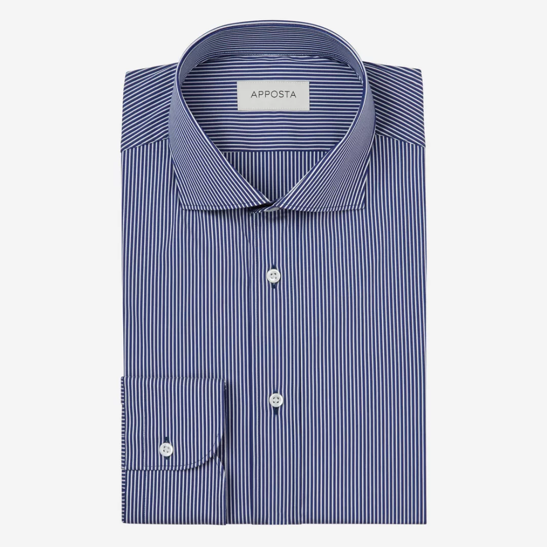 Hemd  streifen  marineblau stretch satin, kragenform  modernisierter spreiz günstig online kaufen